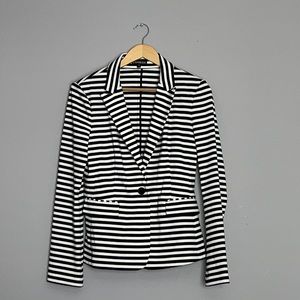 Blk/Wht Striped Cotton Blazer